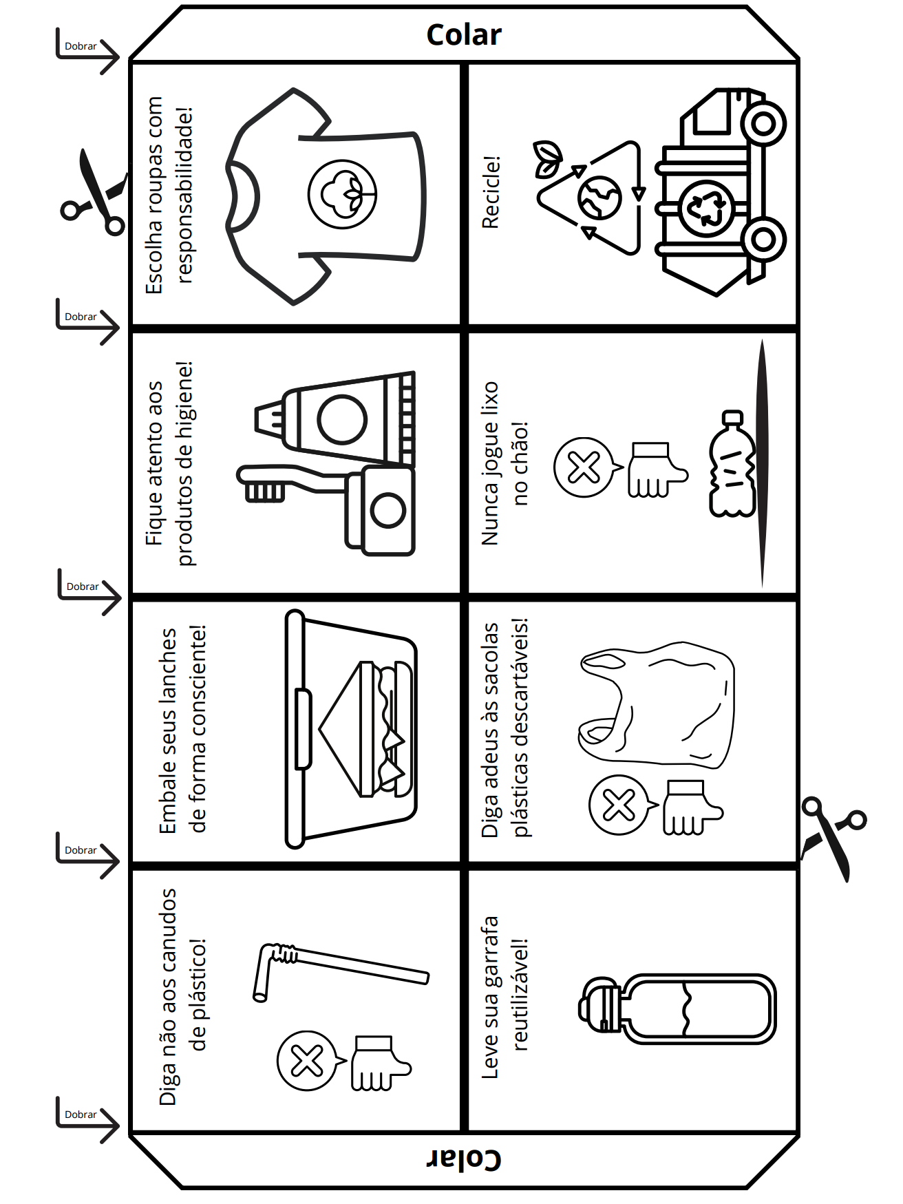 Prancha 2: Cartões de ações para colorir e recortar