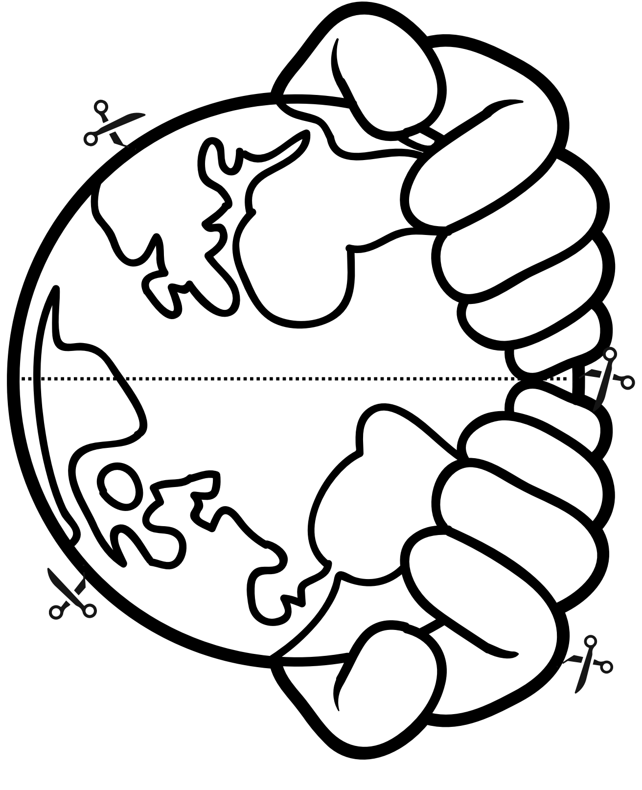 Prancha 1: Planeta Terra para colorir e recortar