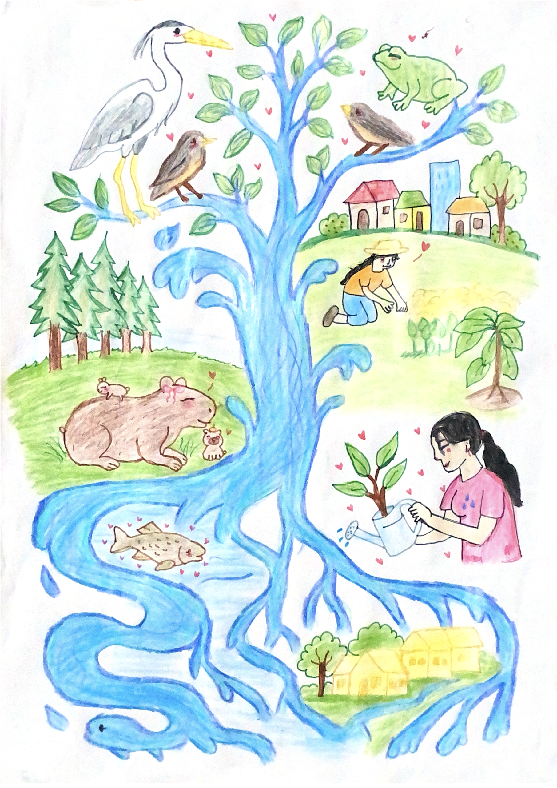 Arte de Sophia Costa sobre conservação da água